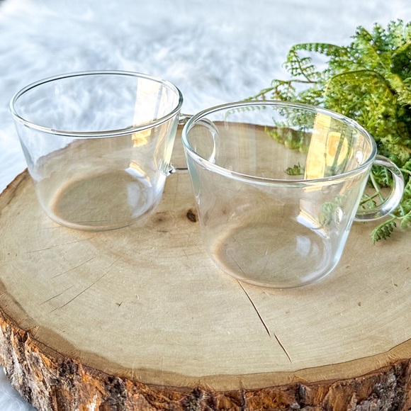 Espresso Coffee Mug Tea Clear Glass Single Wall Set of 2 - Picture 3 of 4